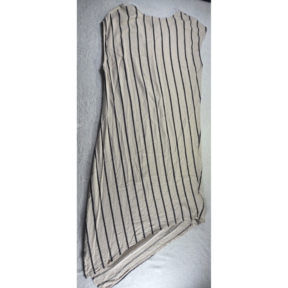 Tahari XL Linen Blend Striped Shift Dress Asymmetrical Hem Coastal Minimalist - Picture 2 of 8